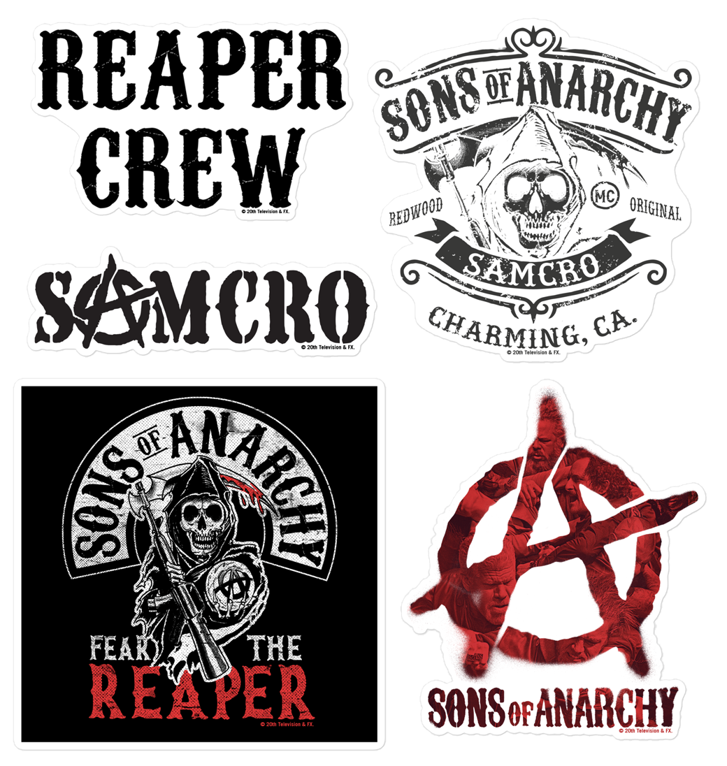 dief Lijm Kreta Sons of Anarchy 5 Piece Die Cut Sticker Set | FX Networks Shop