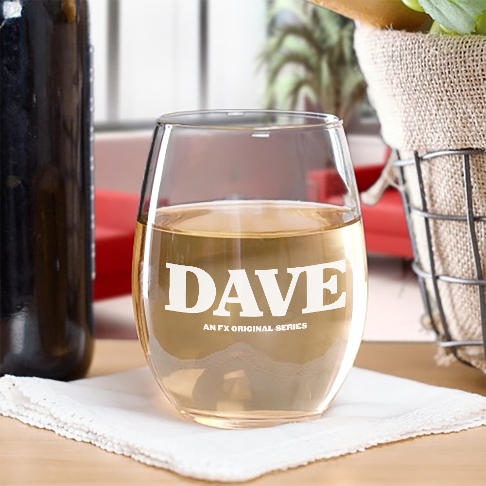 DAVE Multicolor Logo Laser Engraved Stemless Wine Glass | FX Networks Shop